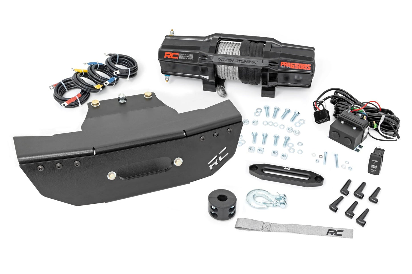 Winch Mount w/ 6500lb Winch Polaris RZR Turbo S4 Rough Country