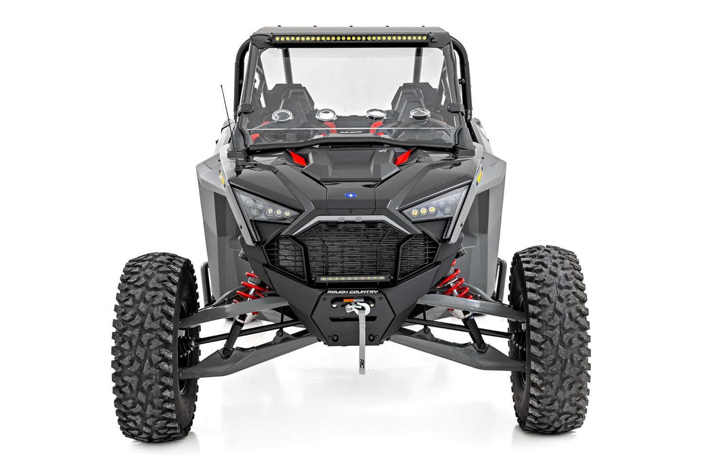 30 Inch Single Row Light Mount Front Black Series White DRL Polaris RZR Turbo R Rough Country-3