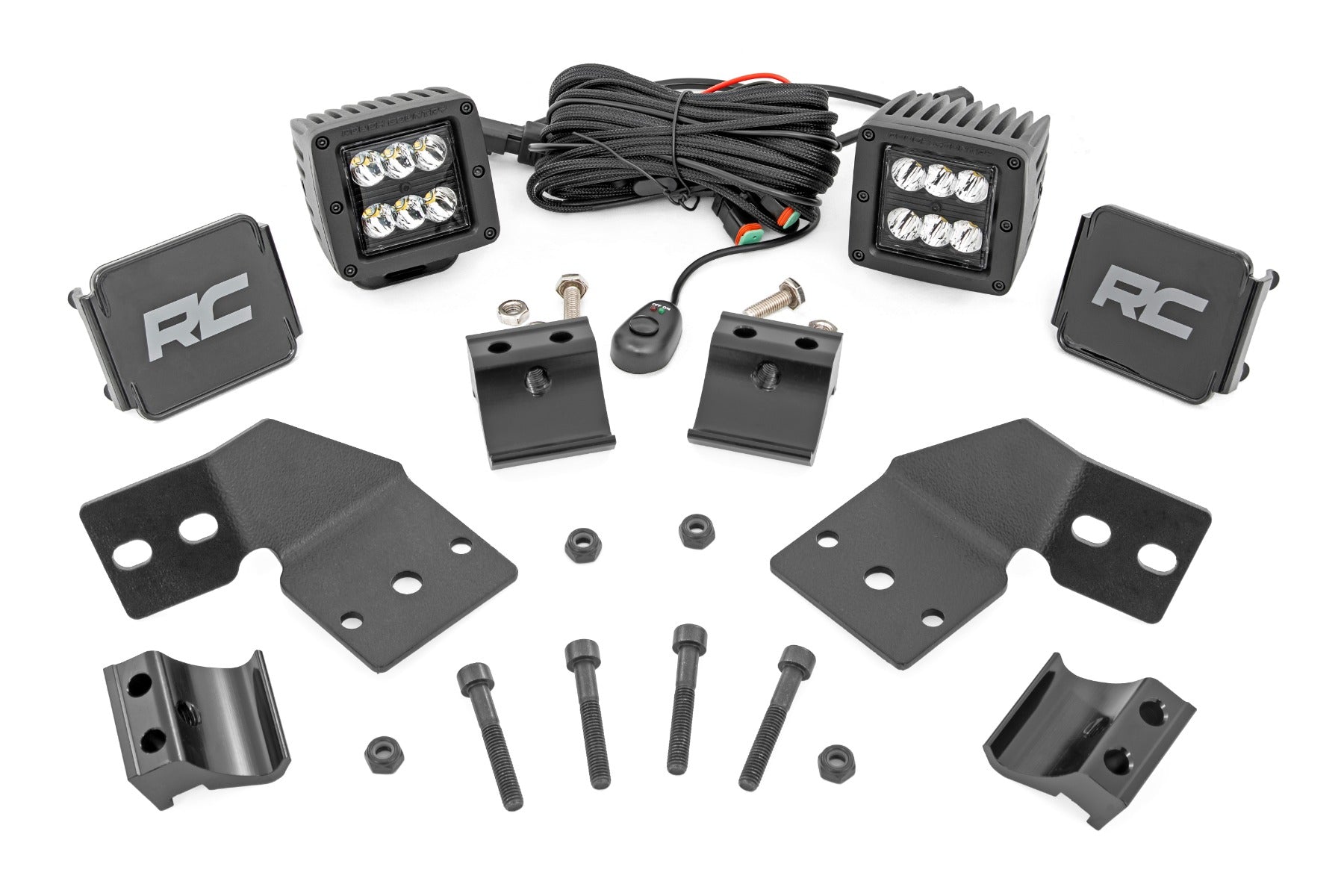 LED Light Kit Front Mount 2 Inch Black Pair Polaris XPEDITION XP Rough Country