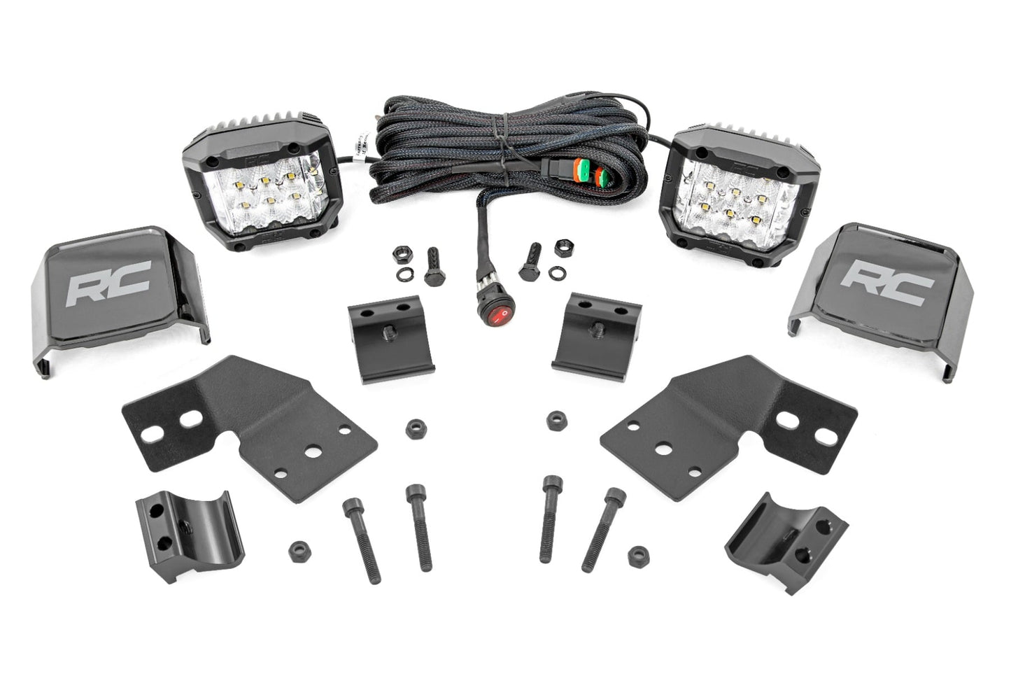 LED Light Kit Front Mount 3 Inch Chrome Pair Wide Angle Polaris XPEDITION ADV 5 Rough Country