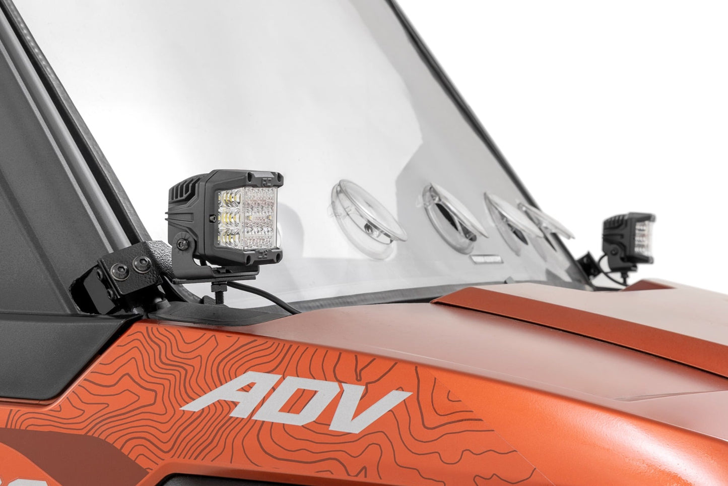 LED Light Kit Front Mount 3 Inch Chrome Pair Wide Angle Polaris XPEDITION ADV 5 Rough Country-1