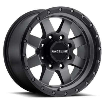 Aluminum 17x9 Defender 935G Gunmetal Gray Raceline Wheels-1
