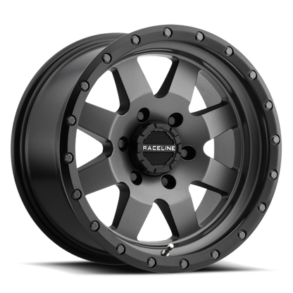 Aluminum 18x9 Defender 935G Gunmetal Gray Raceline Wheels-7