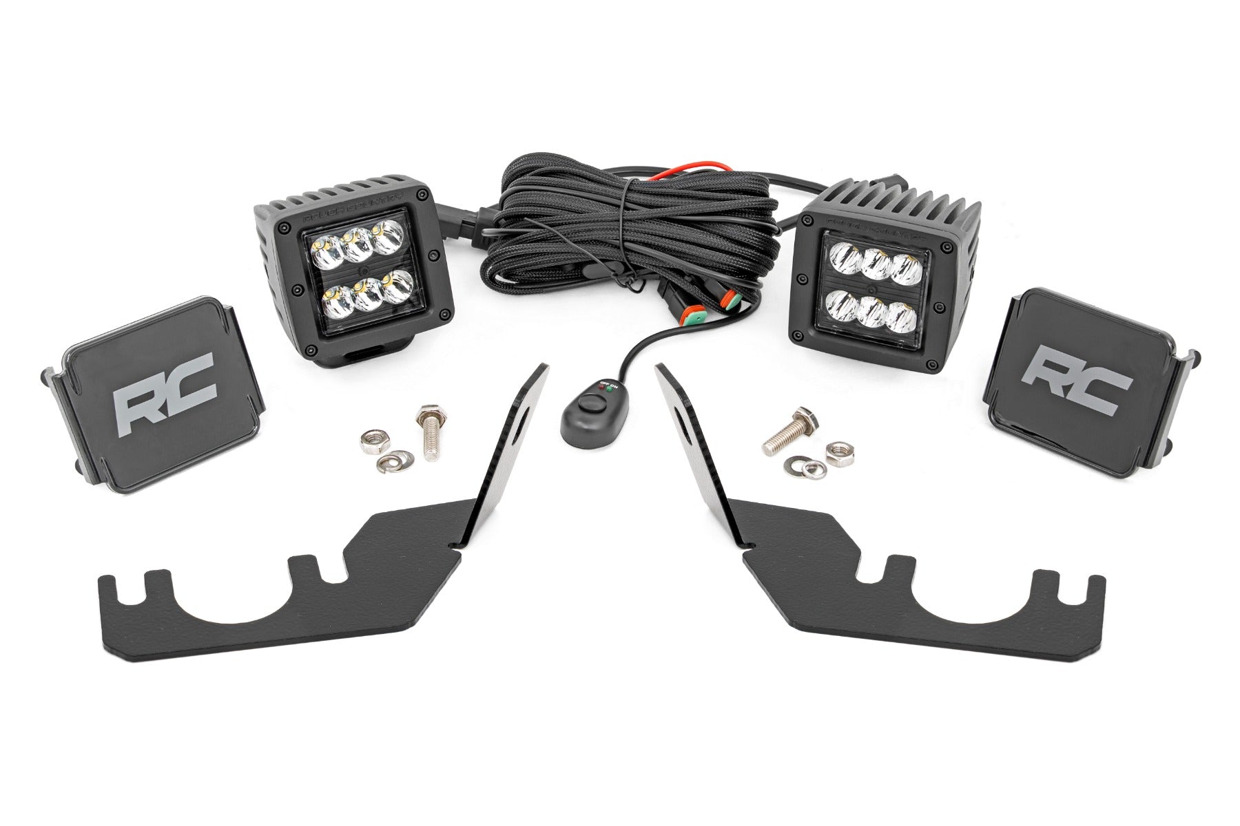 LED Light Rear Mount 2 Inch Black Pair Spot Kawasaki Teryx 4 1000/Teryx 800 Rough Country