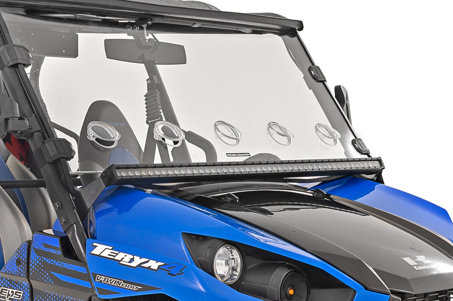 LED Light Kit Cage Mount 50 Inch Black Single Row Kawasaki Teryx 4 1000/Teryx4 800 Rough Country-1