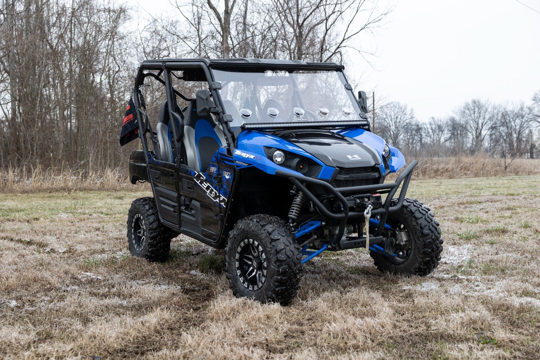 LED Light Kit Cage Mount 50 Inch Black Single Row Kawasaki Teryx 4 1000/Teryx4 800 Rough Country-5