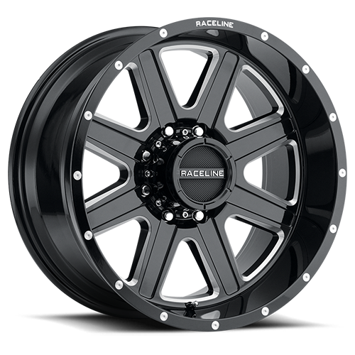 Raceline Wheels Aluminum Wheels 20x10 Hostage 940M Gloss Black Milled Raceline Wheels