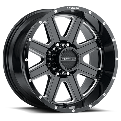 Aluminum 18x9 Hostage 940M Gloss Black Milled Raceline Wheels