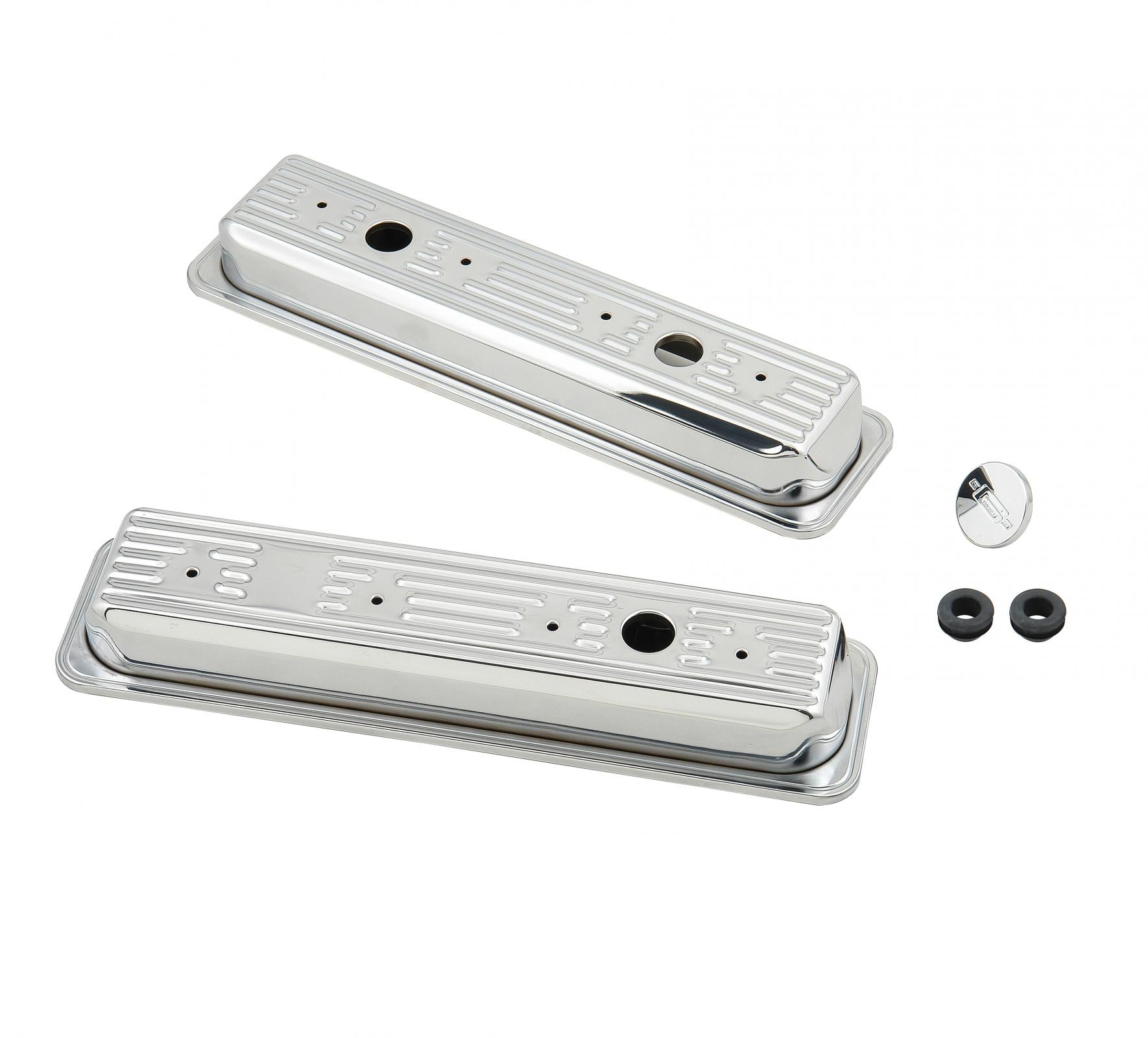 Chrome Valve Covers Finned Fits 1987-2002 Chevrolet 305-350 Gen I Small Block Mr Gasket