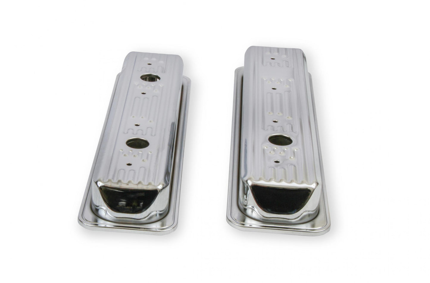 Chrome Valve Covers Finned Fits 1987-2002 Chevrolet 305-350 Gen I Small Block Mr Gasket-2