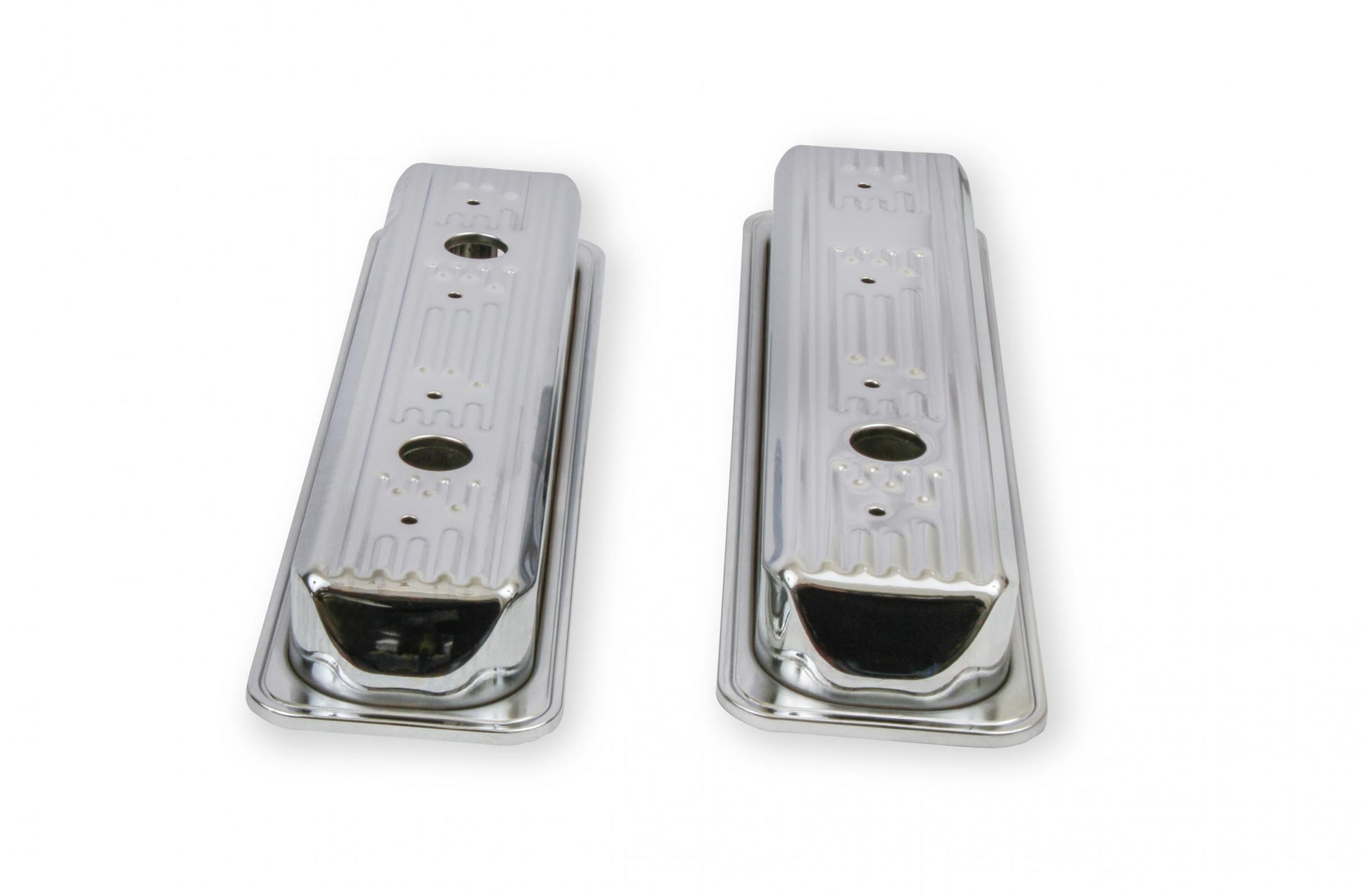 Chrome Valve Covers Finned Fits 1987-2002 Chevrolet 305-350 Gen I Small Block Mr Gasket-2
