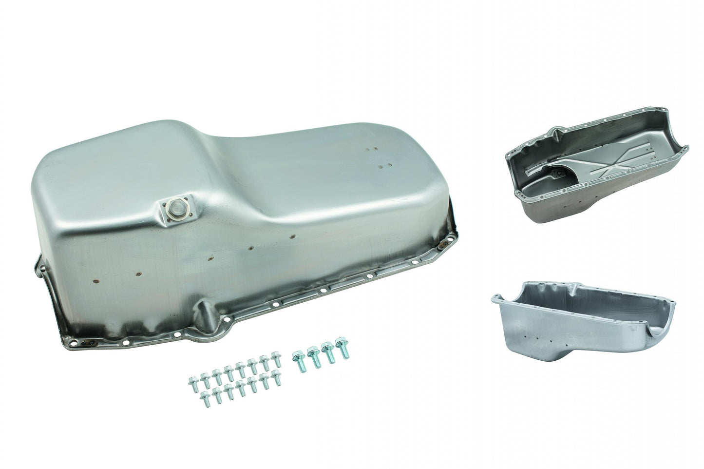Oil Pan Natural Unfinished Steel Fits 1955-1979 Chevrolet 265-350 Small Block with Driver Side Dipstick Mr Gasket