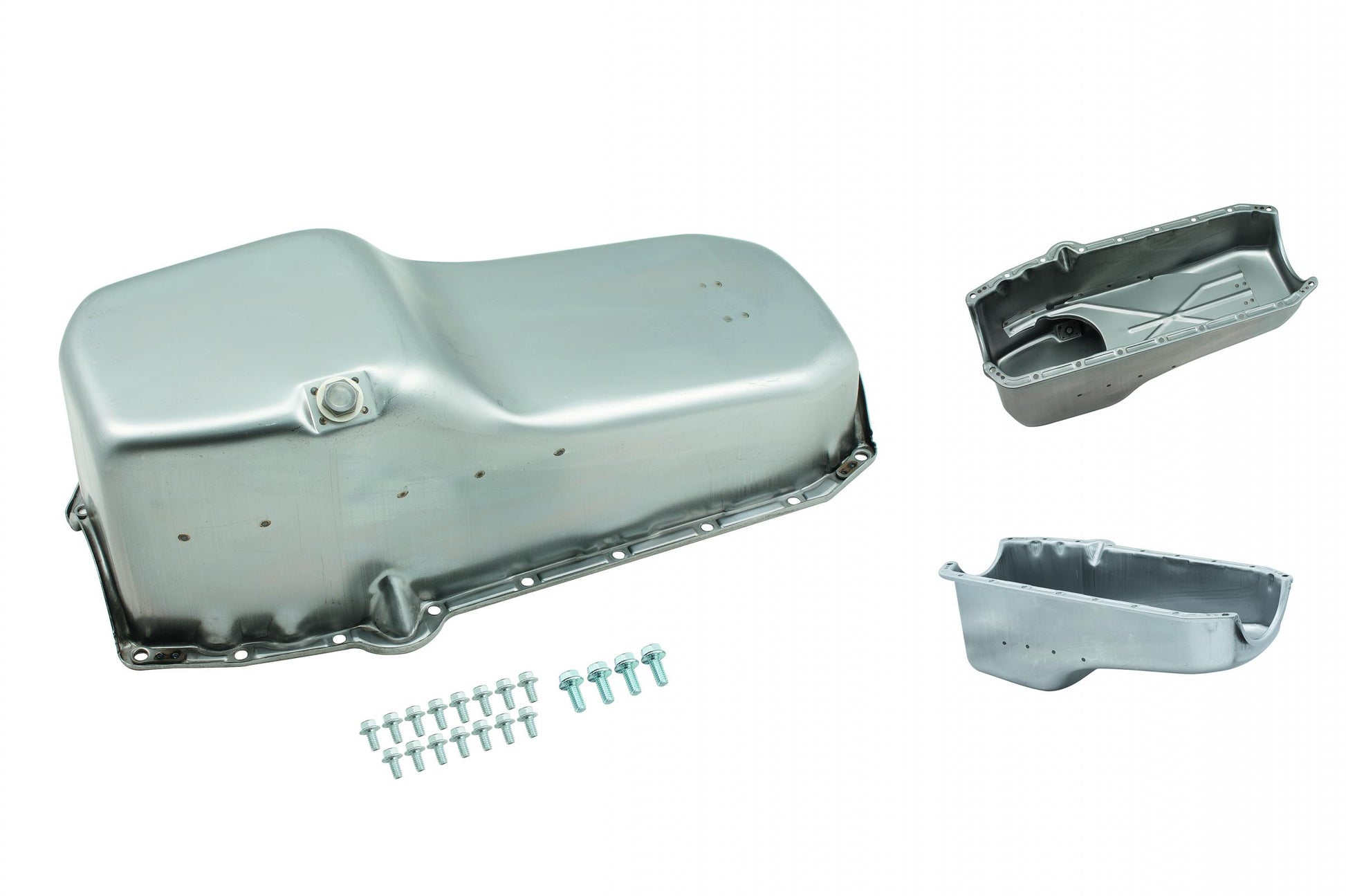 Oil Pan Natural Unfinished Steel Fits 1955-1979 Chevrolet 265-350 Small Block with Driver Side Dipstick Mr Gasket