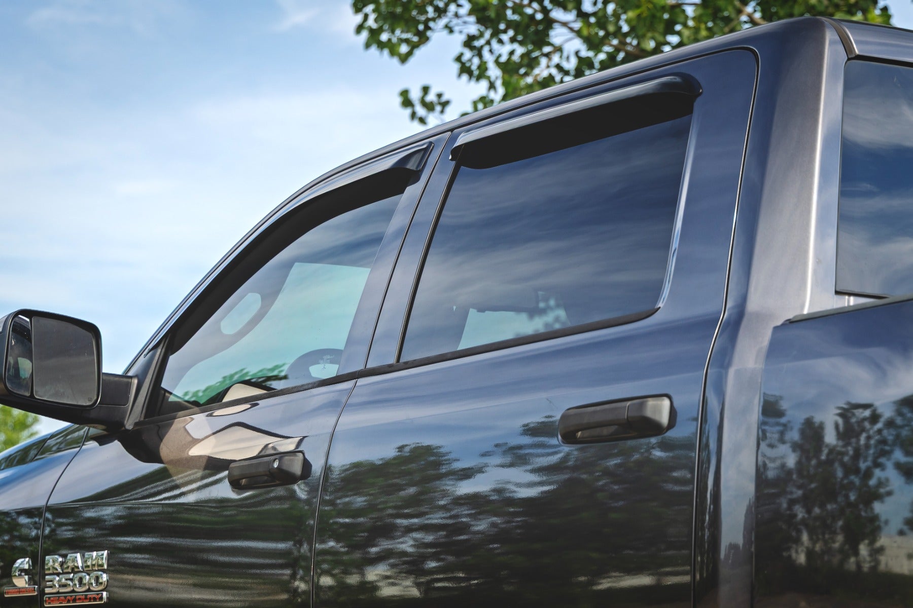 Side Window Deflectors Tape On Rain Guard Ram 1500 (09-18)/2500 (10-26) Rough Country-3