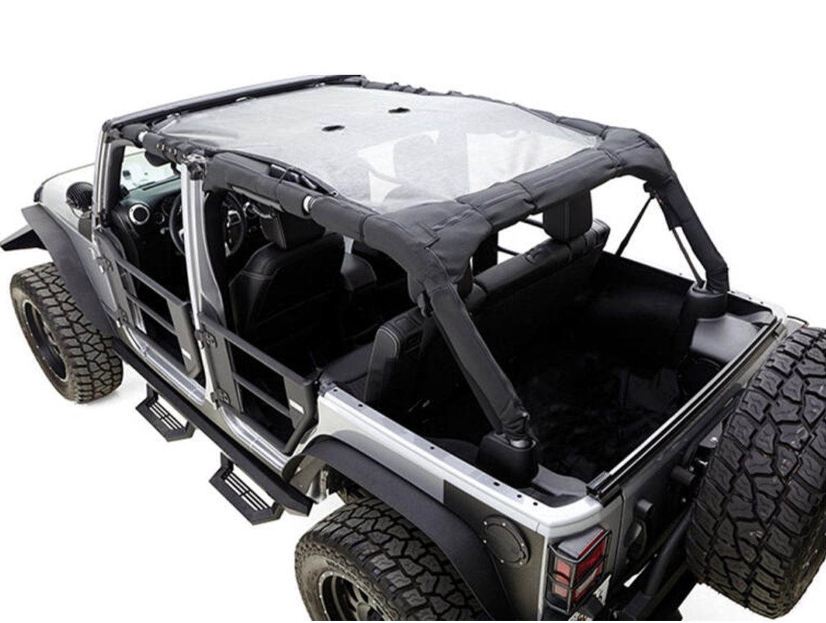 Combo Brief Extended Topper with Zip Out Rear Section for 2007-2018 Jeep Wrangler Unlimited 4-Door, Black Diamond, Windshield Channel Required (sold separately) Rampage