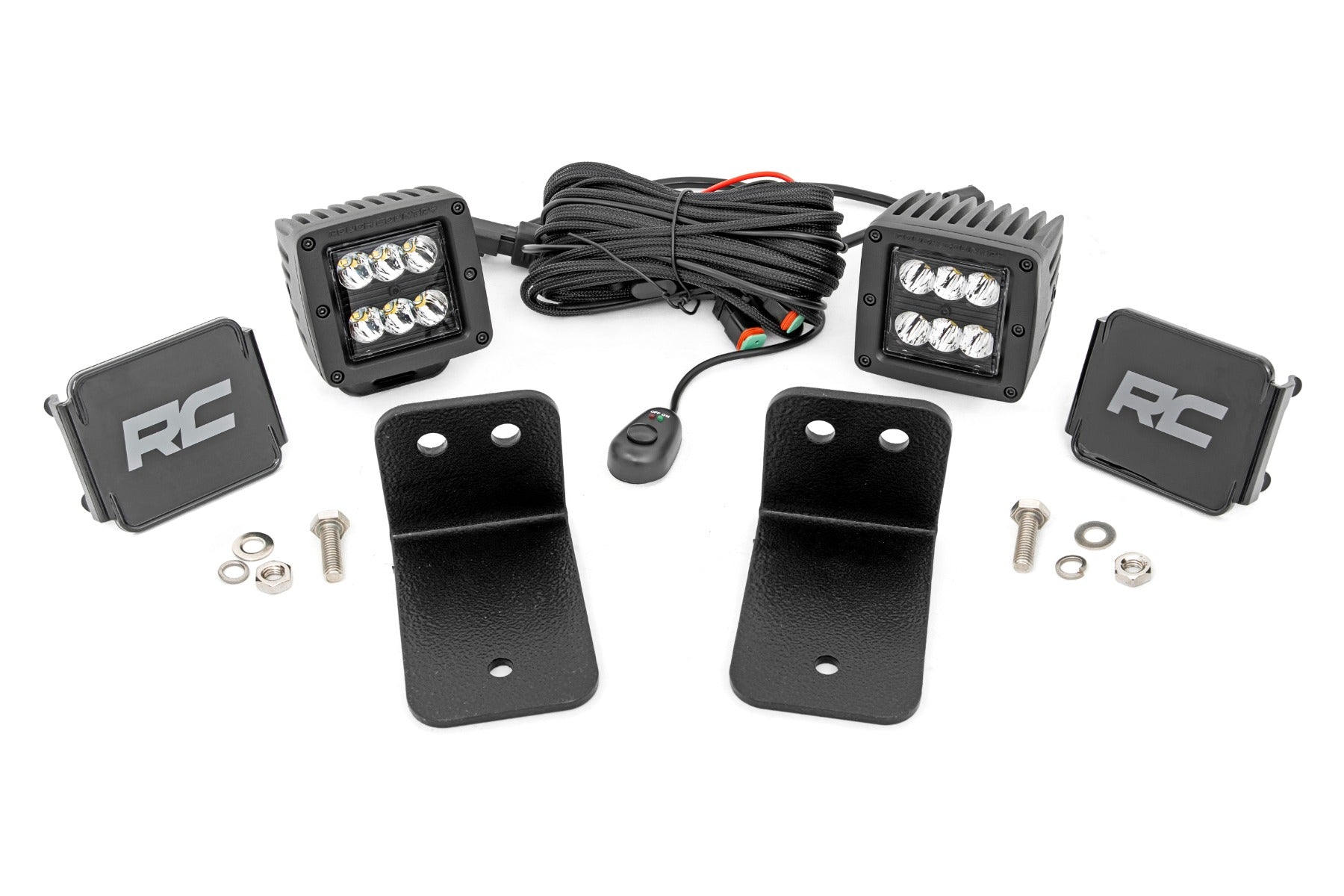Rough Country Rear Facing LED Kit 2-Inch Black Series with Spot Beam 2020 Intimidator GC1K Rough Country