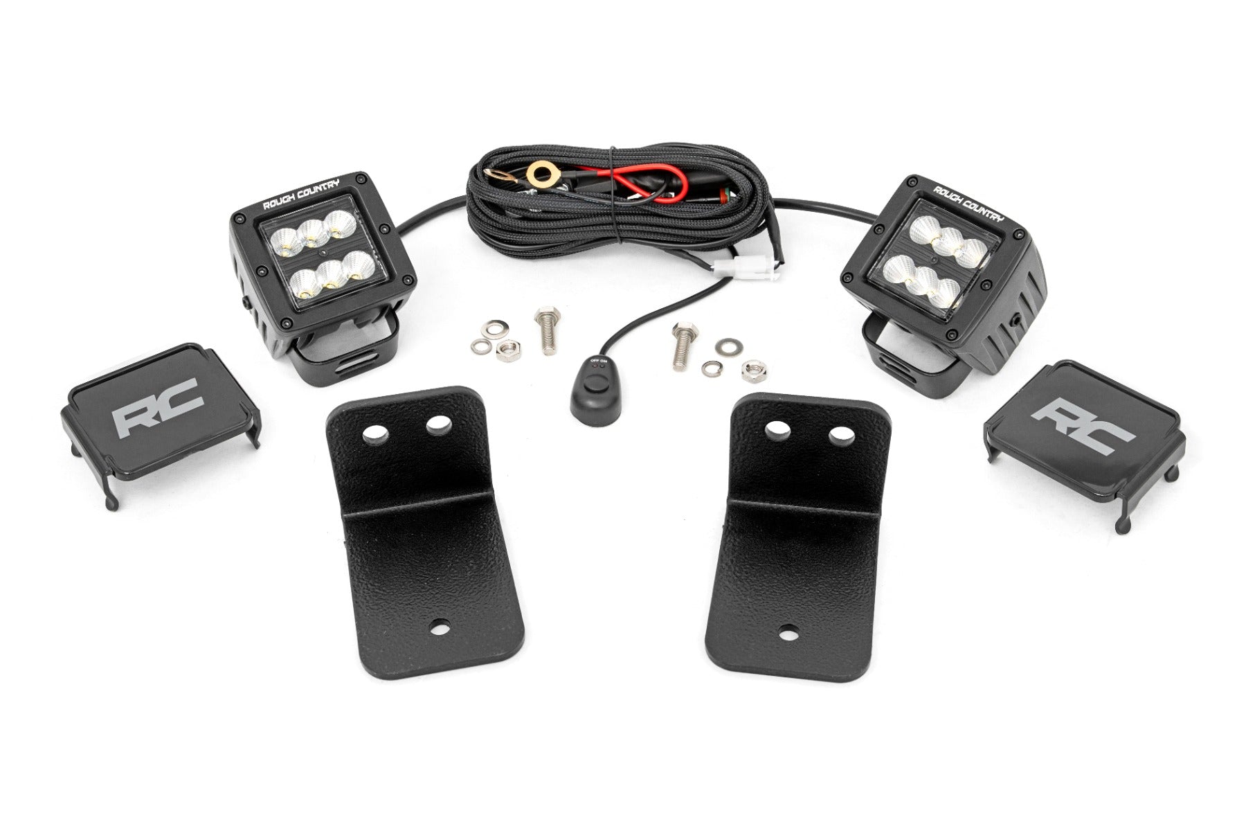 Rough Country Rear Facing LED Kit 2-Inch Black Series with Flood Beam 2020 Intimidator GC1K Rough Country