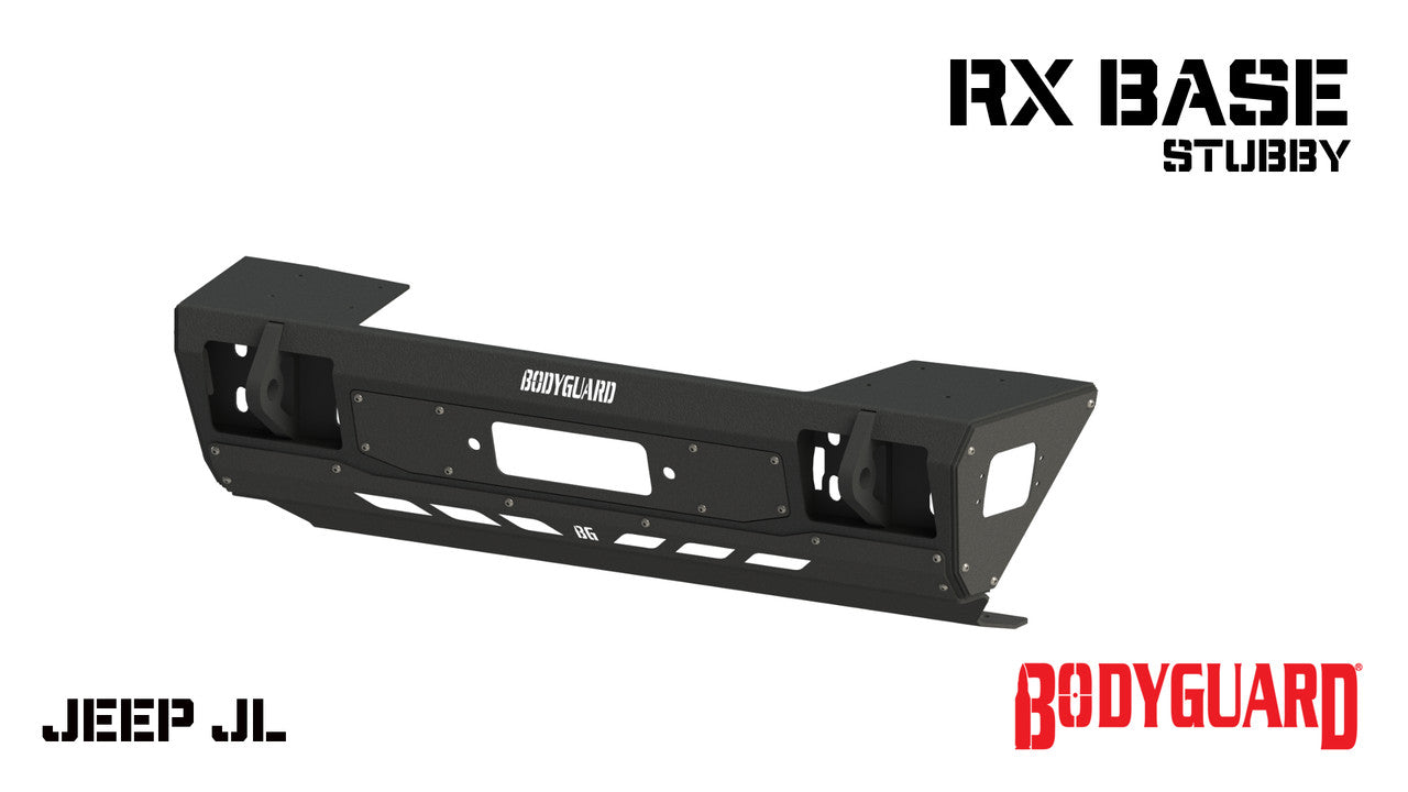 2018-2025 Jeep Wrangler JL Front Bumper Stubby Base For No Push Bar End Cap Light Cutouts Bodyguard Bumpers-1