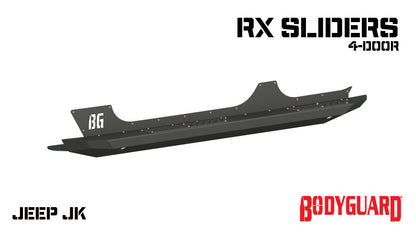 Jeep Rock Sliders 2007-2018 Jeep Wrangler JK Sliders with Body Cladding 4 Door Bodyguard Bumpers