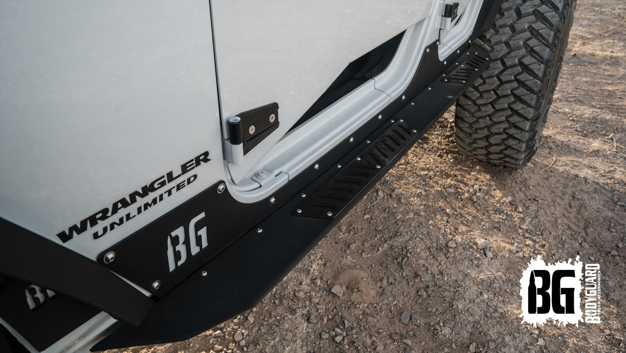 Jeep Rock Sliders 2007-2018 Jeep Wrangler JK Sliders with Body Cladding 4 Door Bodyguard Bumpers-1
