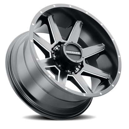 Aluminum 20x10 Stryker 954M Satin Black Milled-Dimples Raceline Wheels-5
