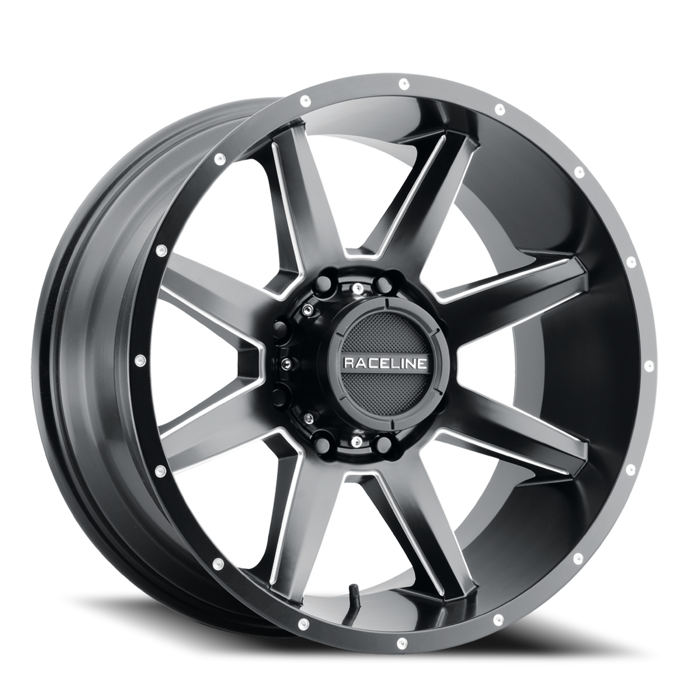 Raceline Wheels Aluminum Wheels 22x12 Stryker 954M Satin Black Milled-Dimples Raceline Wheels