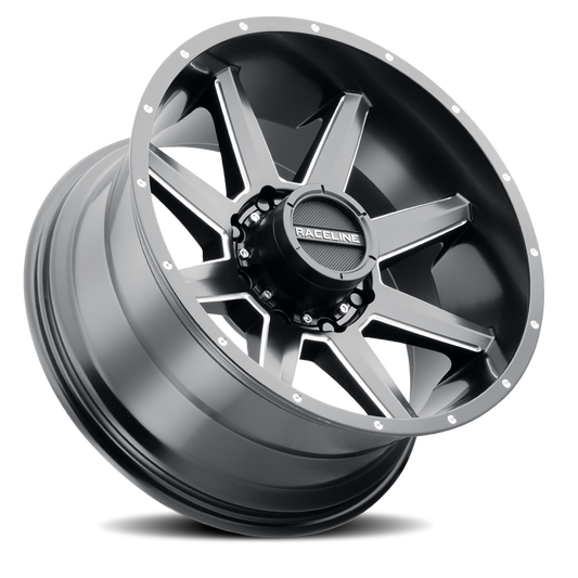 Aluminum 20x9 Stryker 954M Satin Black Milled-Dimples Raceline Wheels-1