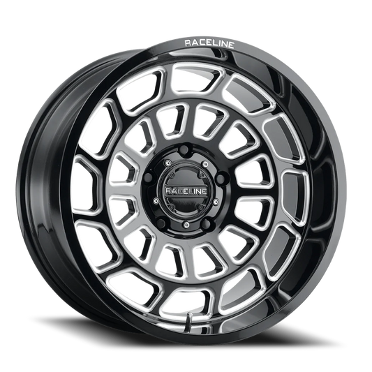 Raceline Wheels Aluminum Wheels 22x10 Warp 955M Gloss Black Milled Raceline Wheels