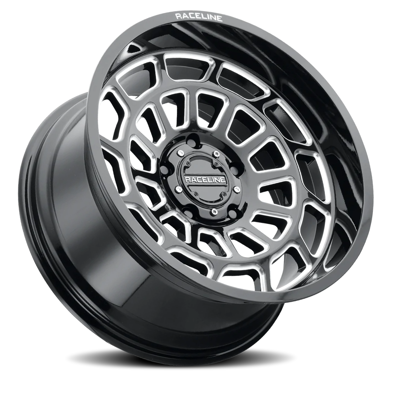 Raceline Wheels Aluminum Wheels 22x12 Warp 955M Gloss Black Milled Raceline Wheels
