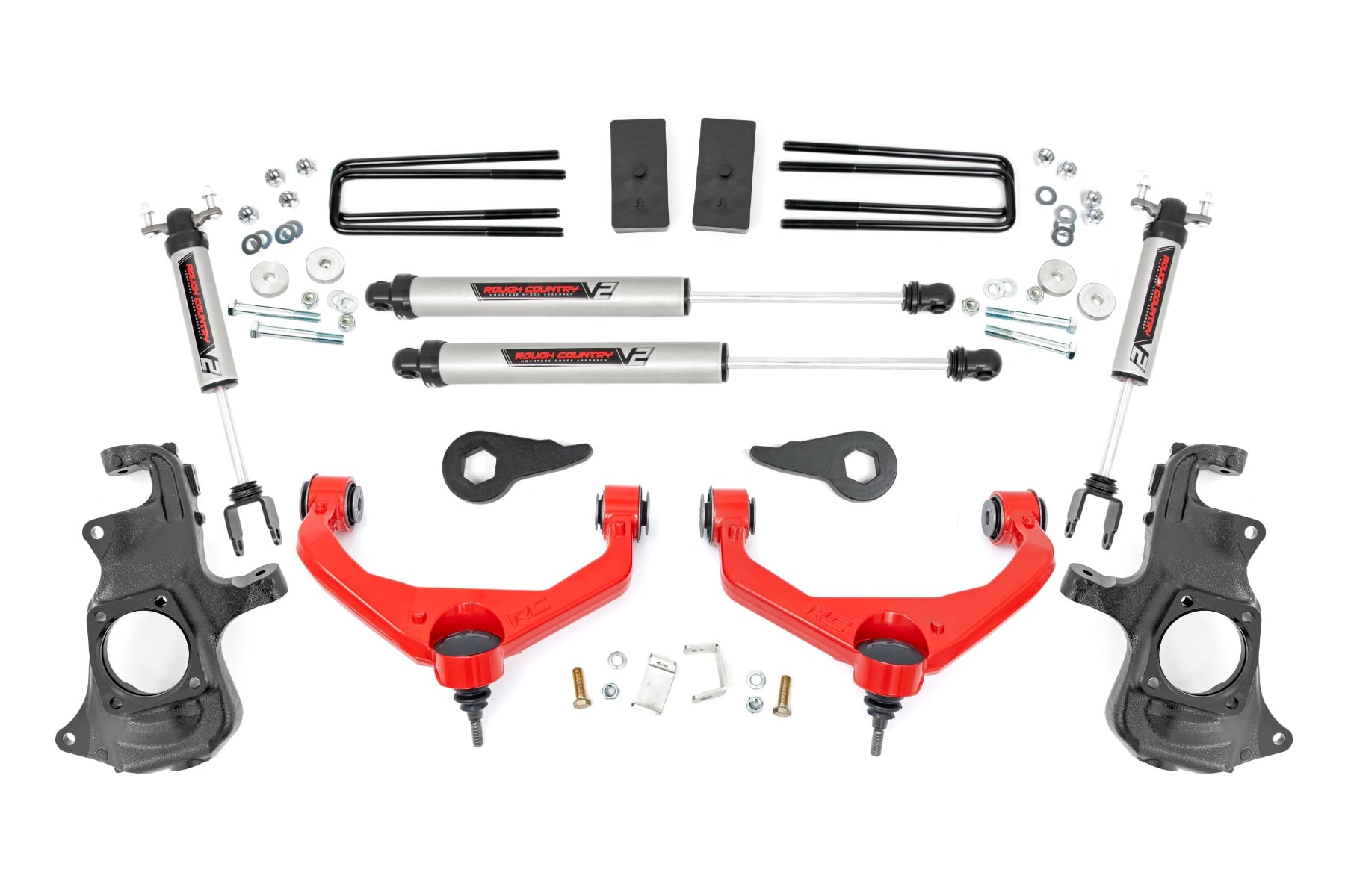 3.5 Inch Knuckle Lift Kit V2 Red Silverado/Sierra 2500HD/3500HD (11-19) Rough Country