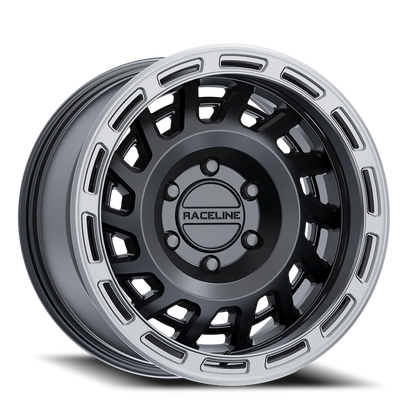 Aluminum 18x9 Halo 957BS Satin Black Silver Ring Raceline Wheels-10