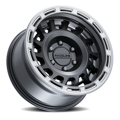 Aluminum 18x9 Halo 957BS Satin Black Silver Ring Raceline Wheels-7
