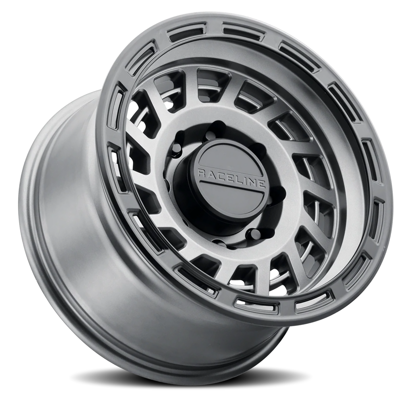 Raceline Wheels Aluminum Wheels 17x8.5 Halo 957GB Gunmetal Gray Black Ring Raceline Wheels