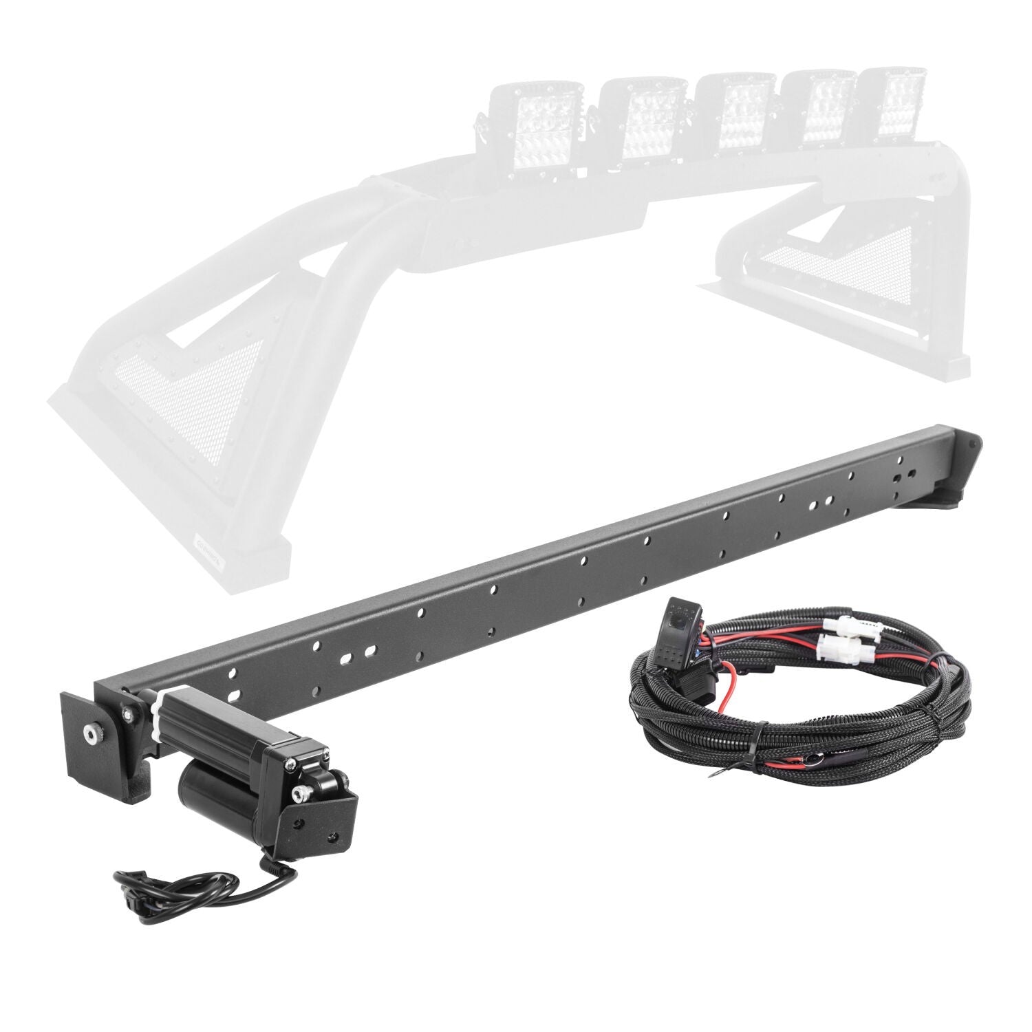 Sport Bar 2.0 Power Acuated Retractable Light Mount Conversion Kit Full Size Textured Black 2007-2024 Toyota Tundra 2009-2023 Dodge Ram 1500/2500/3500 Go Rhino-2