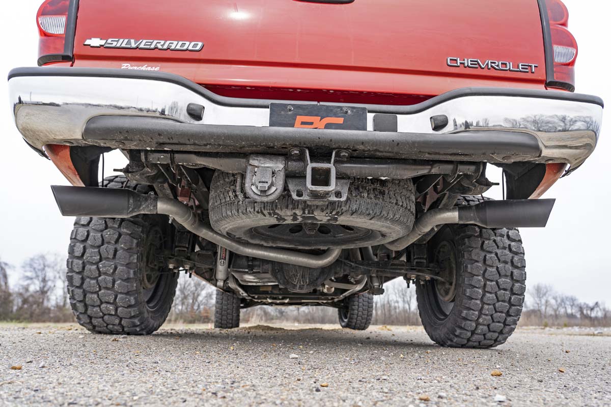 Rough Country Dual Cat-Back Exhaust System w/ Black Tips 99-06 GM 1500 Ext Cab / Short Bed 4.8L / 5.3L Rough Country