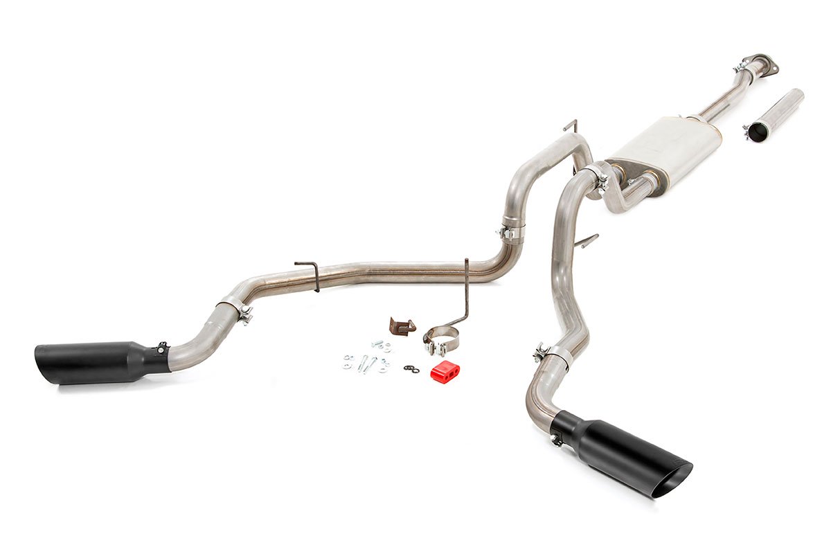 Rough Country Dual Cat-Back Exhaust System w/Black Tips 15-20 F-150 Rough Country
