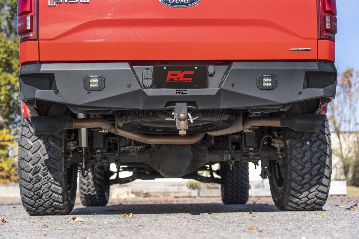 Rough Country Dual Cat-Back Exhaust System w/Black Tips 15-20 F-150 Rough Country