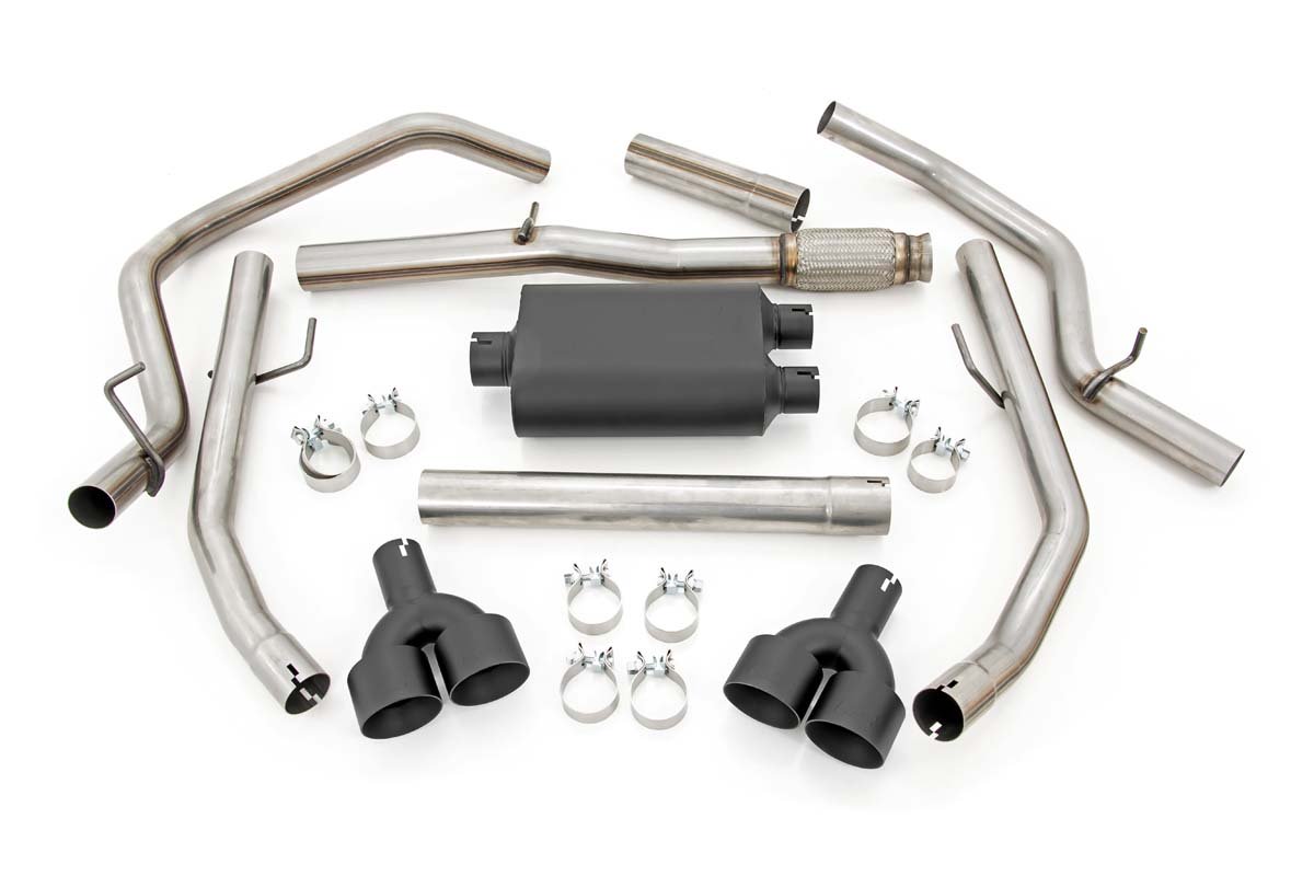 Rough Country Dual Cat-Back Exhaust System w/Black Tips 19-20 Silverado 1500 5.3 Liter Rough Country