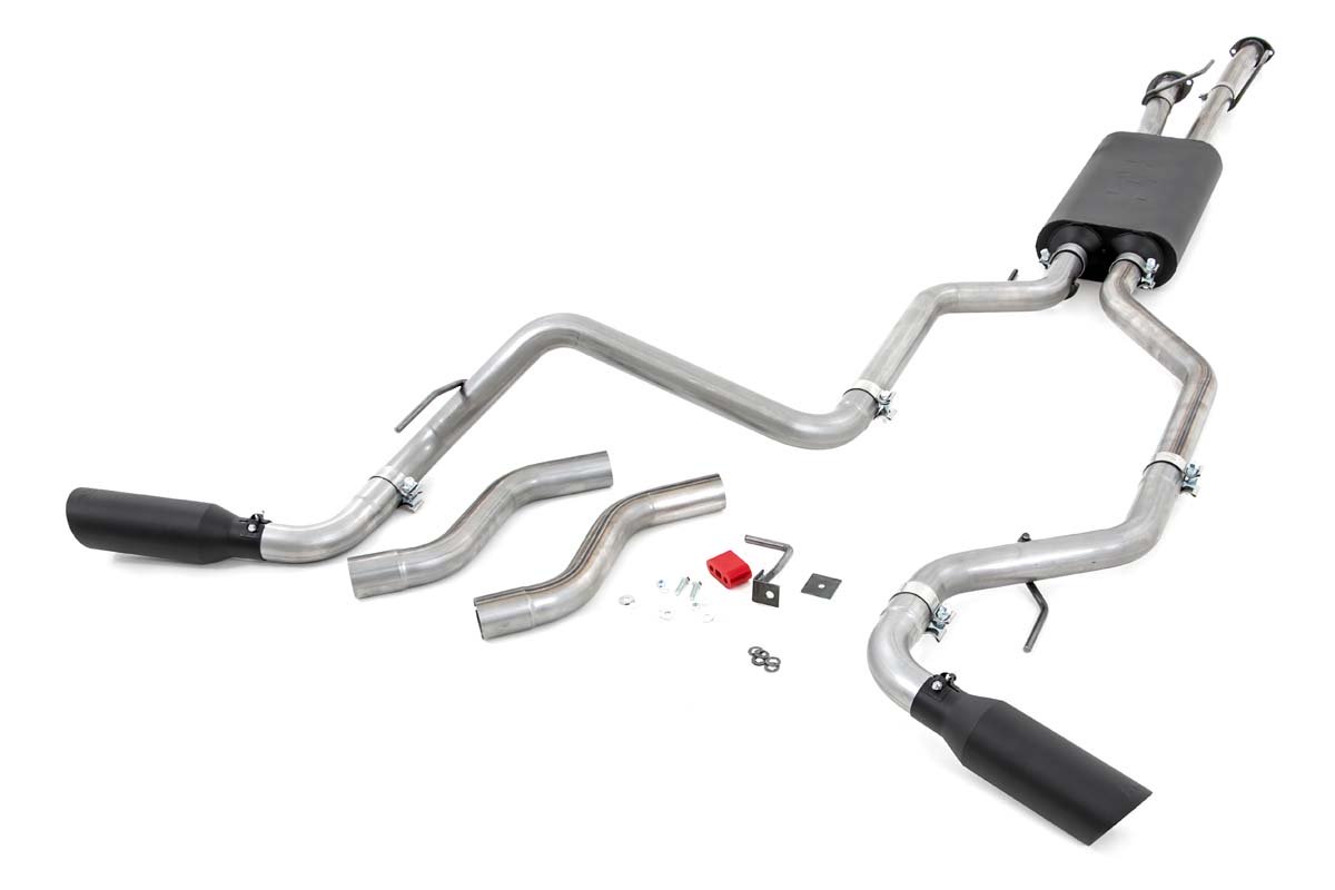 Rough Country Dual Cat-Back Exhaust System w/Black Tips 09-20 Toyota Tundra V8-4.6L, 5.7L Rough Country