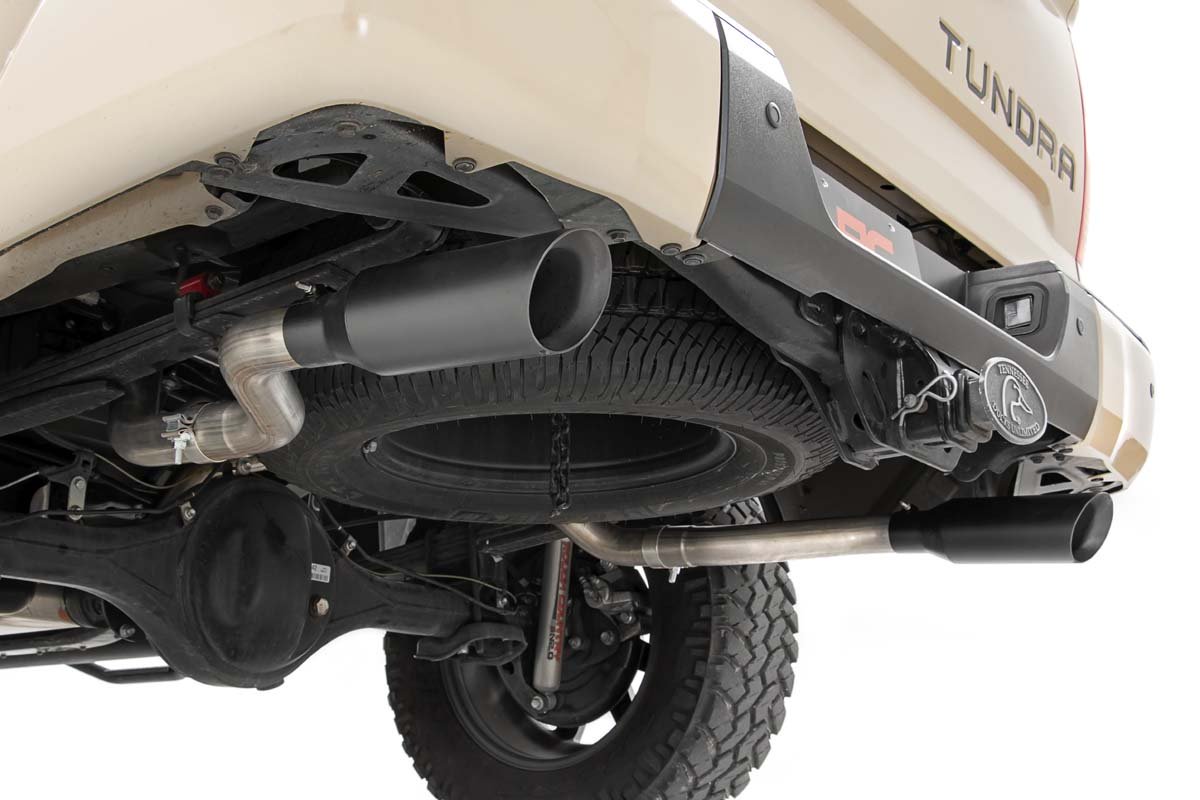 Rough Country Dual Cat-Back Exhaust System w/Black Tips 09-20 Toyota Tundra V8-4.6L, 5.7L Rough Country