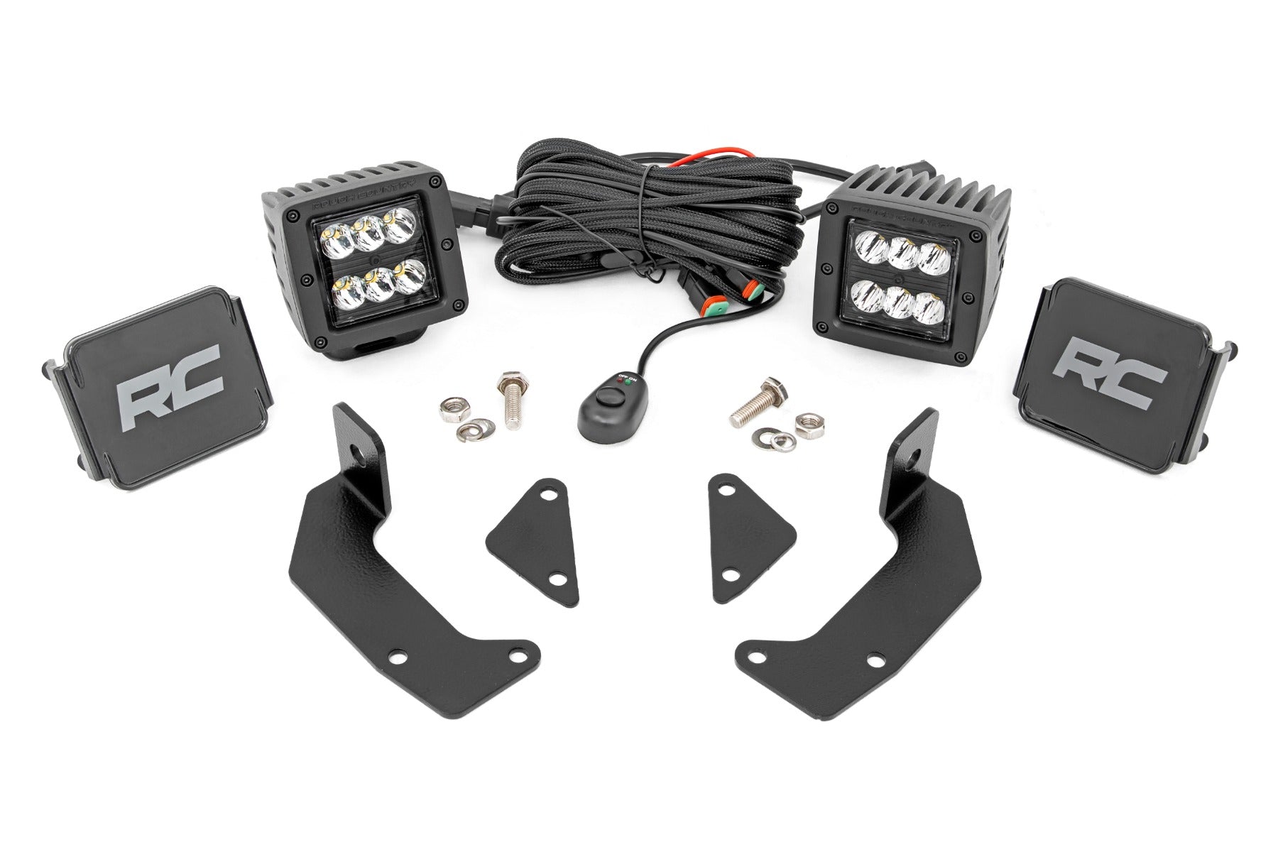 LED Light Kit Cage Mount 2 Inch Black Pair CFMOTO UFORCE 1000 Rough Country