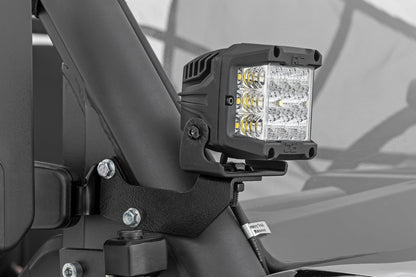 LED Light Kit Cage Mount 2 Inch Black Pair CFMOTO UFORCE 1000 Rough Country-1