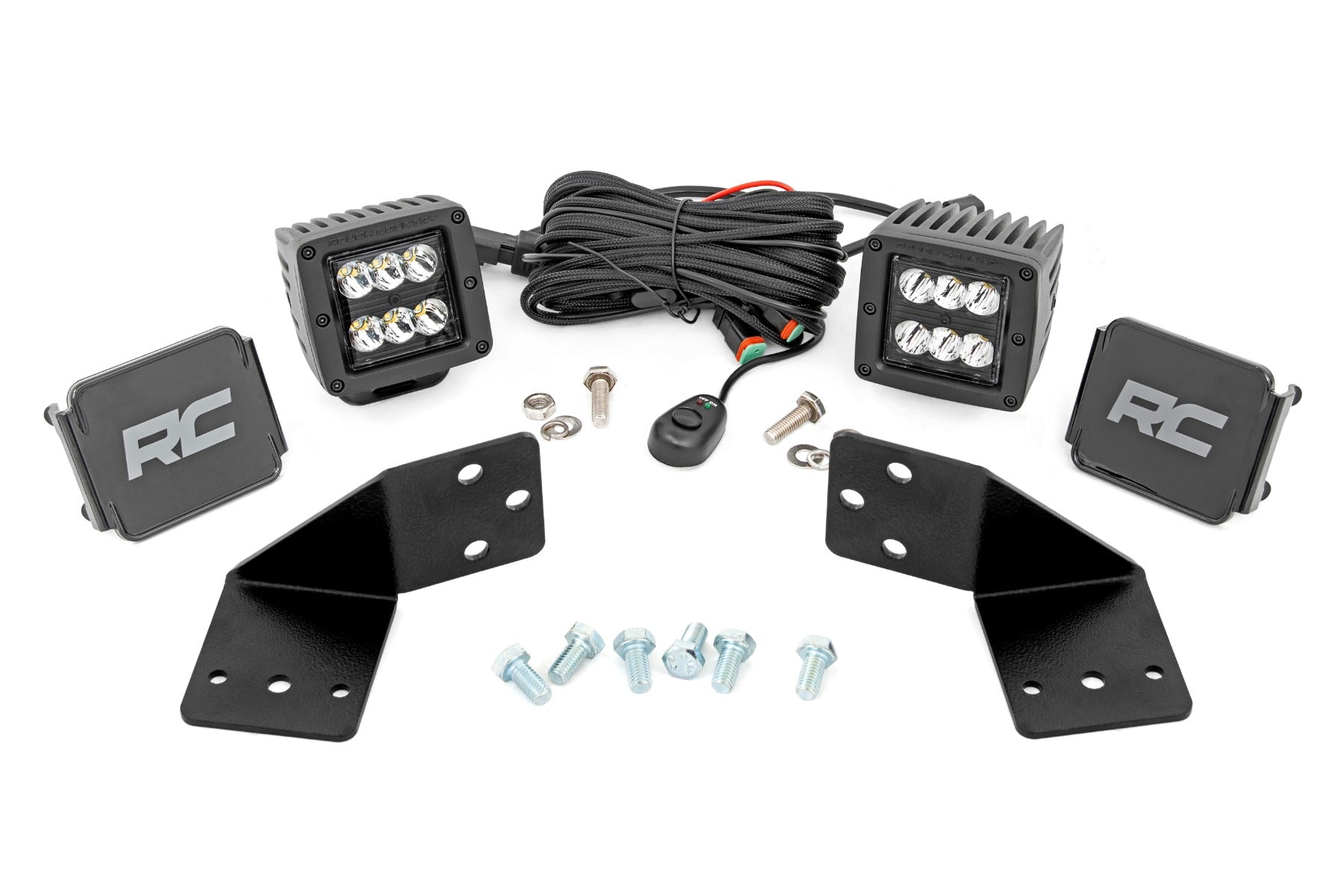 LED Light Kit Rear Mount 2 Inch Black Pair CFMOTO UFORCE 1000 Rough Country