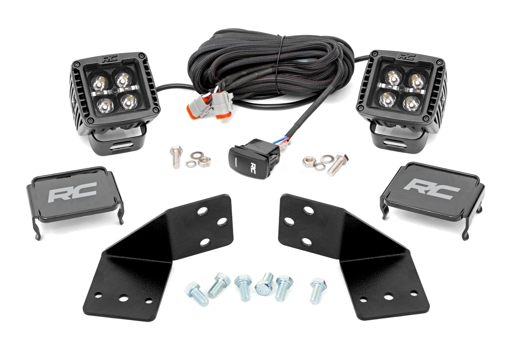 LED Light Kit Rear Mount 2 Inch Black Pair Amber DRL CFMOTO UFORCE 1000 Rough Country