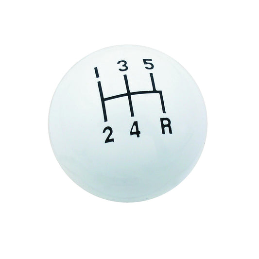 Shifter Knob 5-Speed Pattern White Fits Shifter Sticks with 3/8-20 UNC Threads Mr Gasket