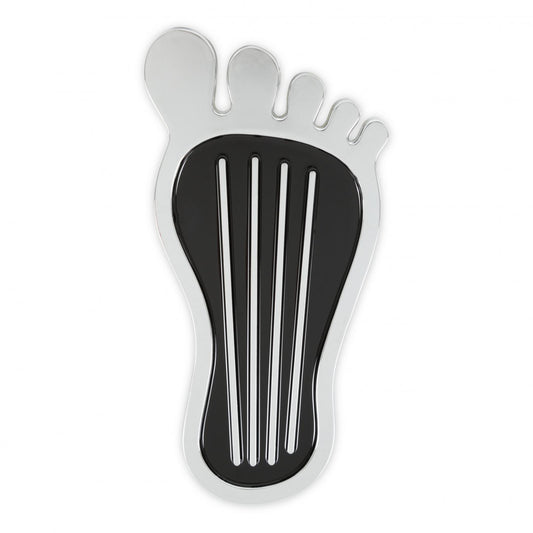 Foot Print Gas Pedal Pad Aluminum Chrome & Painted Black Trim Fits Most Gas Pedals Mr Gasket-1