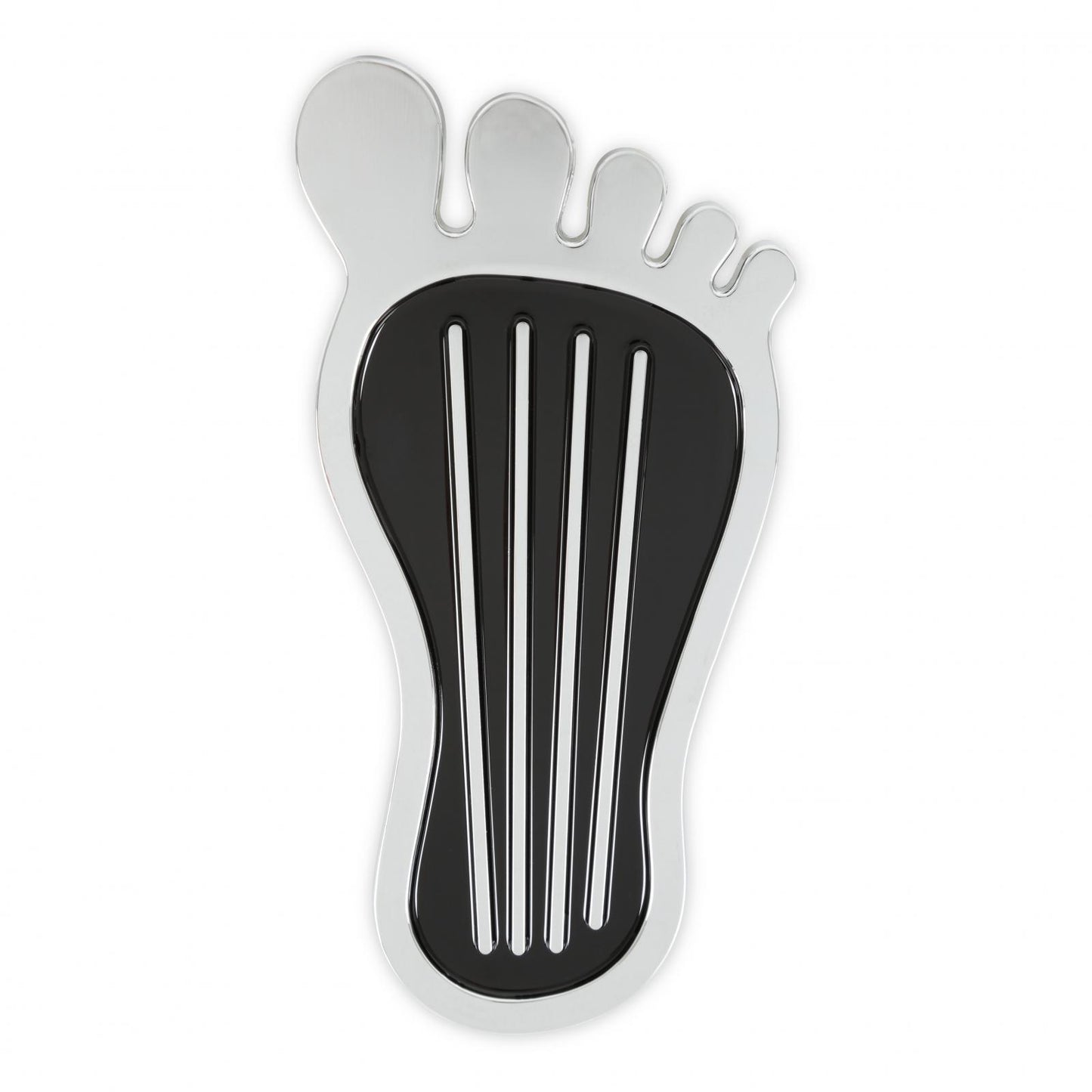 Foot Print Gas Pedal Pad Aluminum Chrome & Painted Black Trim Fits Most Gas Pedals Mr Gasket-1