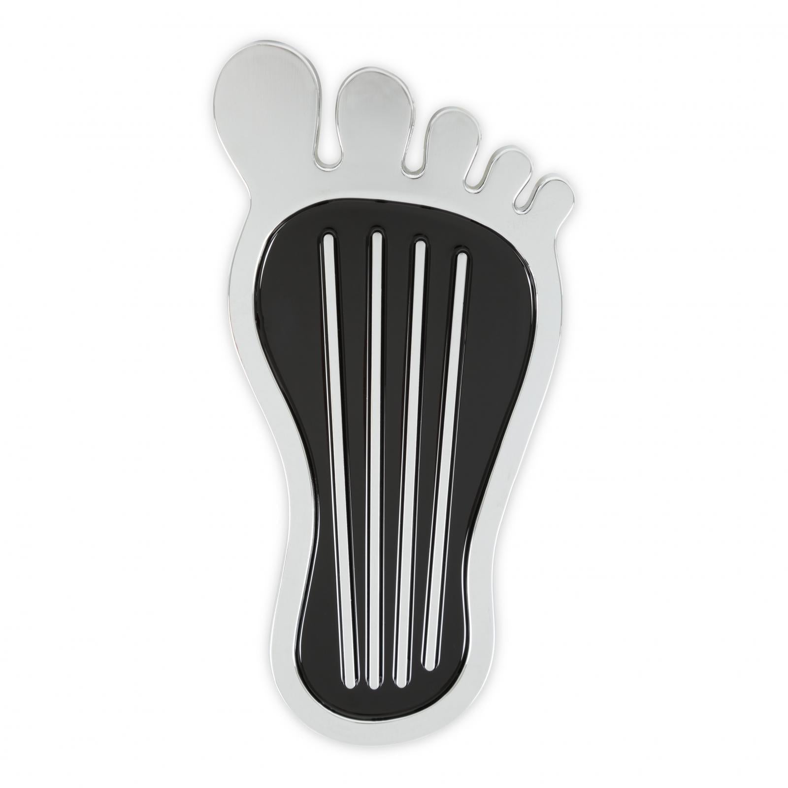 Foot Print Gas Pedal Pad Aluminum Chrome & Painted Black Trim Fits Most Gas Pedals Mr Gasket-1