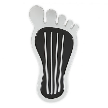 Foot Print Gas Pedal Pad Aluminum Chrome & Painted Black Trim Fits Most Gas Pedals Mr Gasket-1