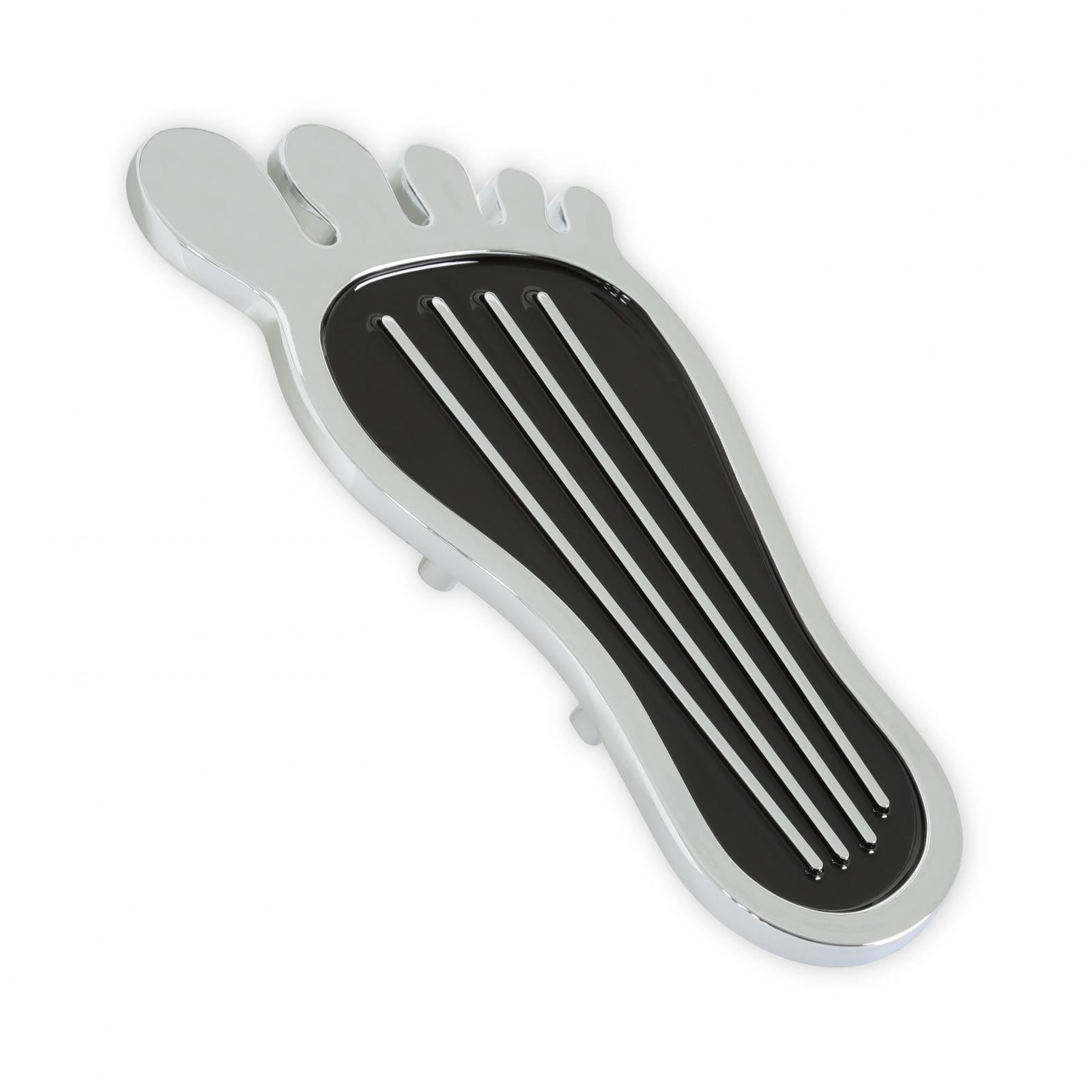 Foot Print Gas Pedal Pad Aluminum Chrome & Painted Black Trim Fits Most Gas Pedals Mr Gasket-2